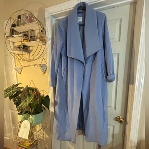 COLE HAAN - POWDER BLUE - WOOL WRAP COAT.